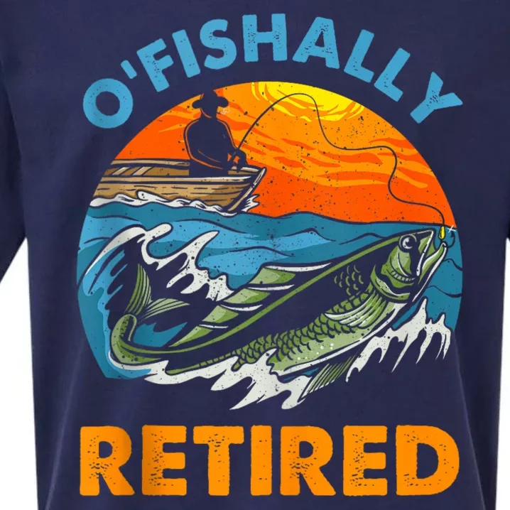 Funny Ofishally Retired Retirement Gone Fishing Sueded Cloud Jersey T-Shirt