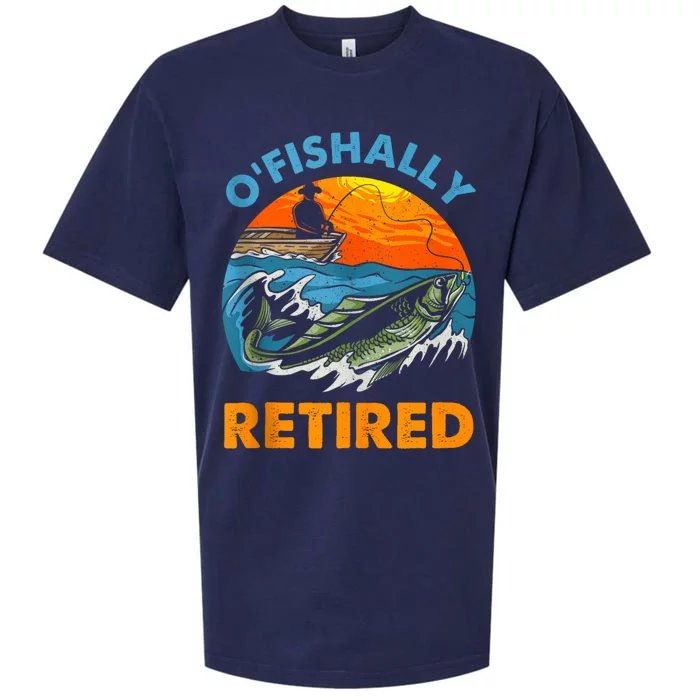 Funny Ofishally Retired Retirement Gone Fishing Sueded Cloud Jersey T-Shirt