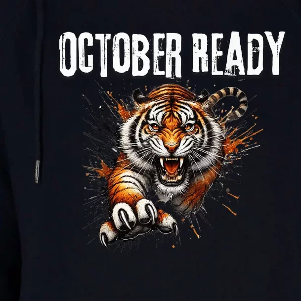 Funny October Ready For Ready Tiger Letter D Tiger October Womens Funnel Neck Pullover Hood