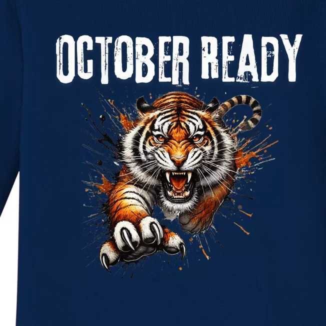 Funny October Ready For Ready Tiger Letter D Tiger October Baby Long Sleeve Bodysuit