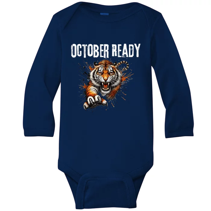 Funny October Ready For Ready Tiger Letter D Tiger October Baby Long Sleeve Bodysuit