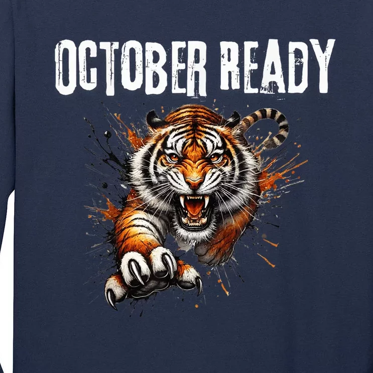 Funny October Ready For Ready Tiger Letter D Tiger October Tall Long Sleeve T-Shirt