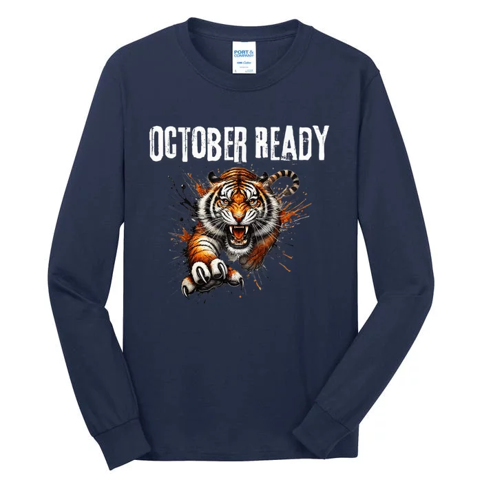 Funny October Ready For Ready Tiger Letter D Tiger October Tall Long Sleeve T-Shirt