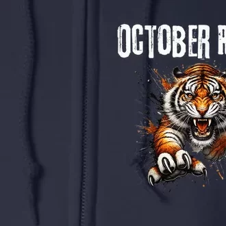 Funny October Ready For Ready Tiger Letter D Tiger October Full Zip Hoodie