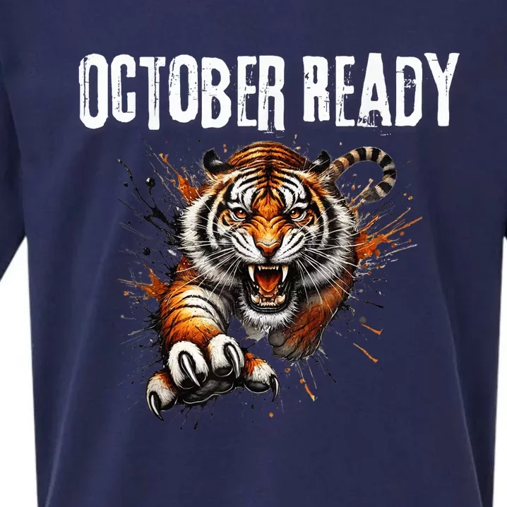 Funny October Ready For Ready Tiger Letter D Tiger October Sueded Cloud Jersey T-Shirt