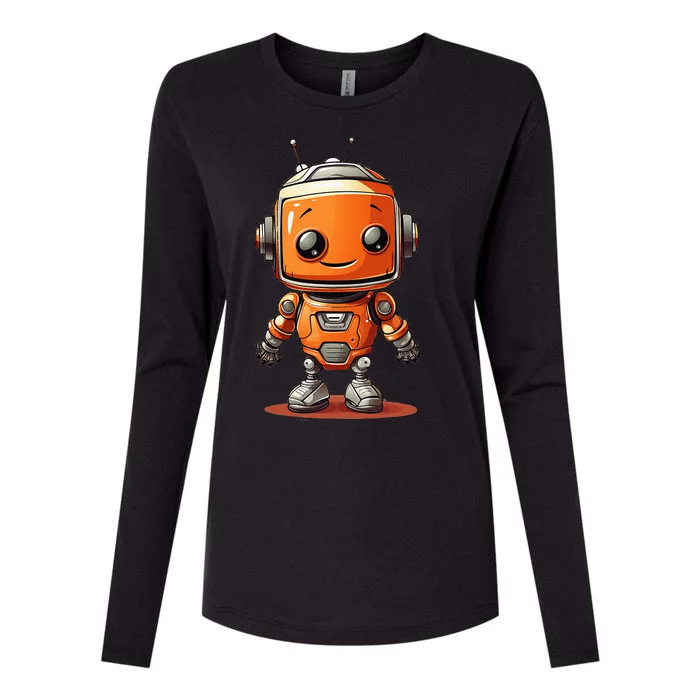 Funny Orange Robot Boy Costume Womens Cotton Relaxed Long Sleeve T-Shirt