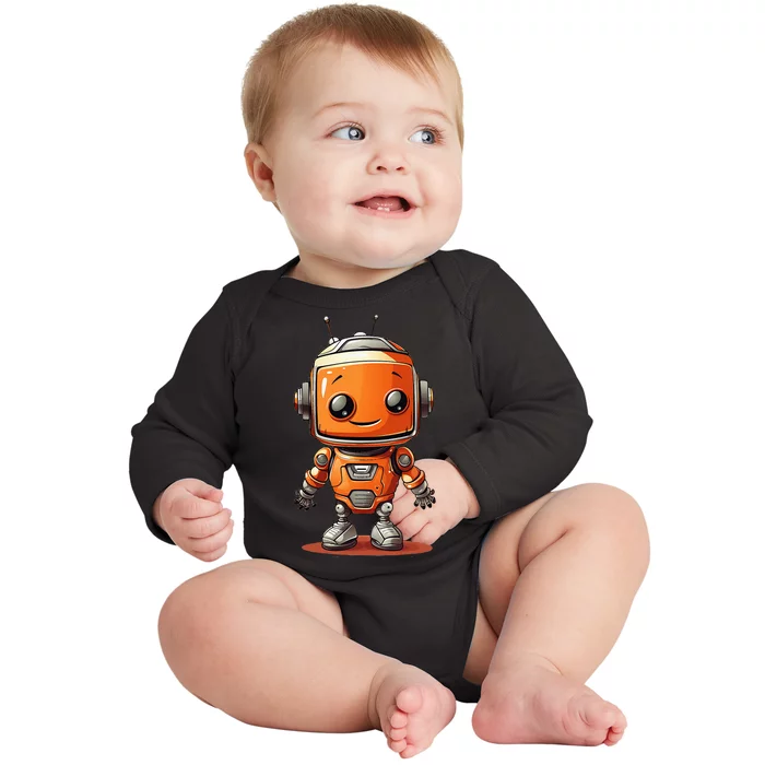 Funny Orange Robot Boy Costume Baby Long Sleeve Bodysuit