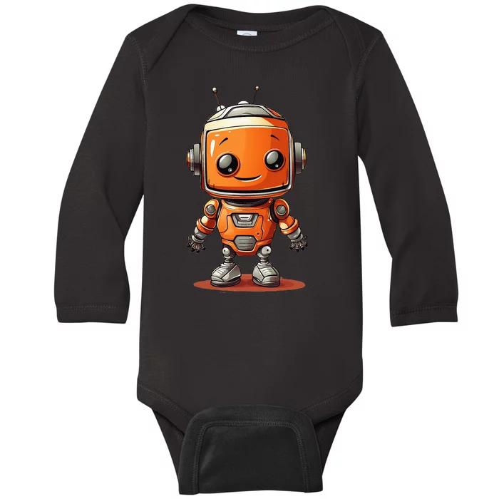 Funny Orange Robot Boy Costume Baby Long Sleeve Bodysuit