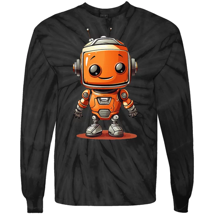 Funny Orange Robot Boy Costume Tie-Dye Long Sleeve Shirt