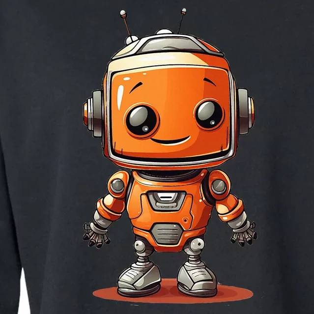 Funny Orange Robot Boy Costume Cropped Pullover Crew