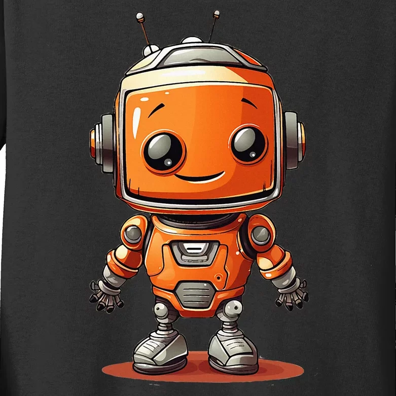 Funny Orange Robot Boy Costume Kids Long Sleeve Shirt