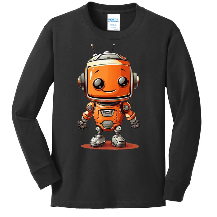 Funny Orange Robot Boy Costume Kids Long Sleeve Shirt