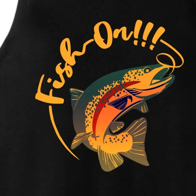 Fish On!!! Rainbow Trout Fishing Funny Gift Ladies Tri-Blend Wicking Tank