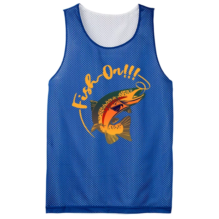 Fish On!!! Rainbow Trout Fishing Funny Gift Mesh Reversible Basketball Jersey Tank