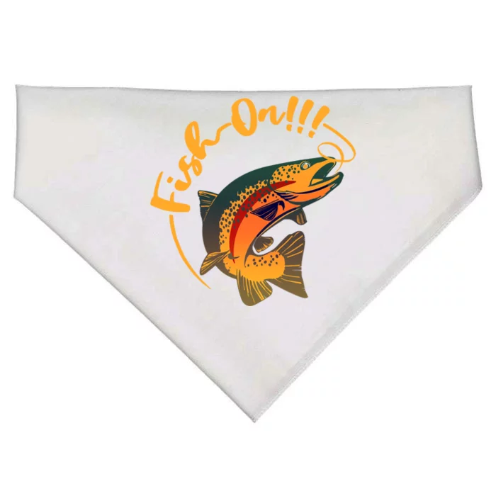 Fish On!!! Rainbow Trout Fishing Funny Gift USA-Made Doggie Bandana