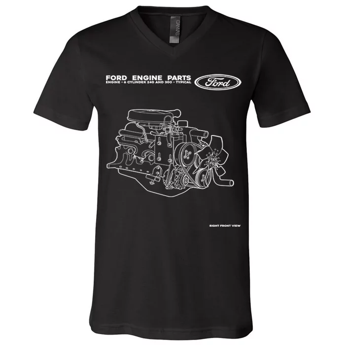 Ford Engine Parts V-Neck T-Shirt