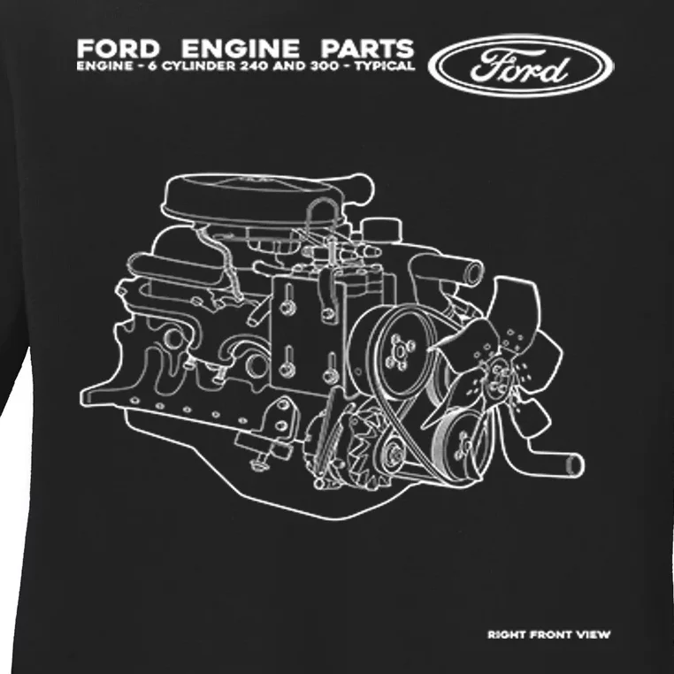 Ford Engine Parts Ladies Long Sleeve Shirt