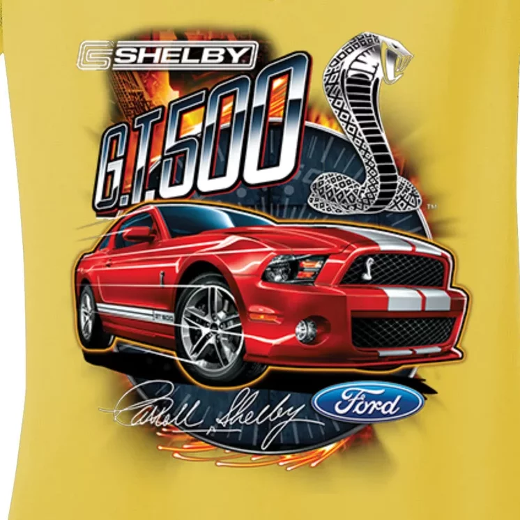 Ford Mustang Shelby Cobra GT500 Women's V-Neck T-Shirt