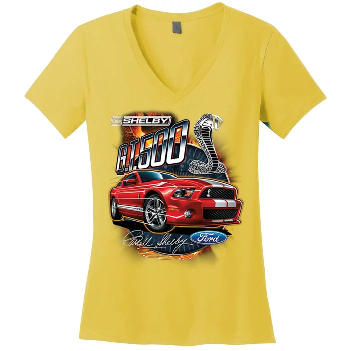 Ford Mustang Shelby Cobra GT500 Women's V-Neck T-Shirt