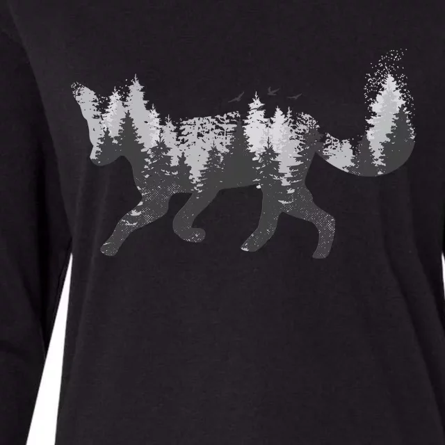 Forest Fox Animal Womens Cotton Relaxed Long Sleeve T-Shirt