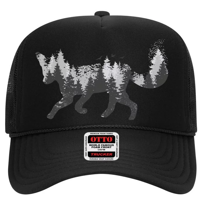 Forest Fox Animal High Crown Mesh Trucker Hat