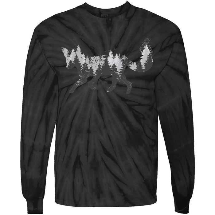 Forest Fox Animal Tie-Dye Long Sleeve Shirt