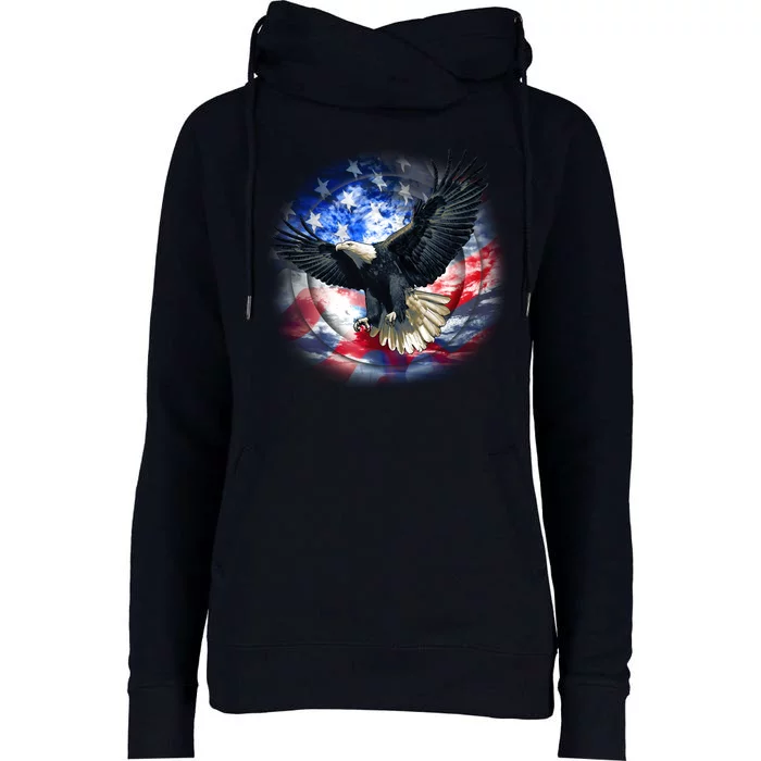 Forever Free United States Eagle Womens Funnel Neck Pullover Hood