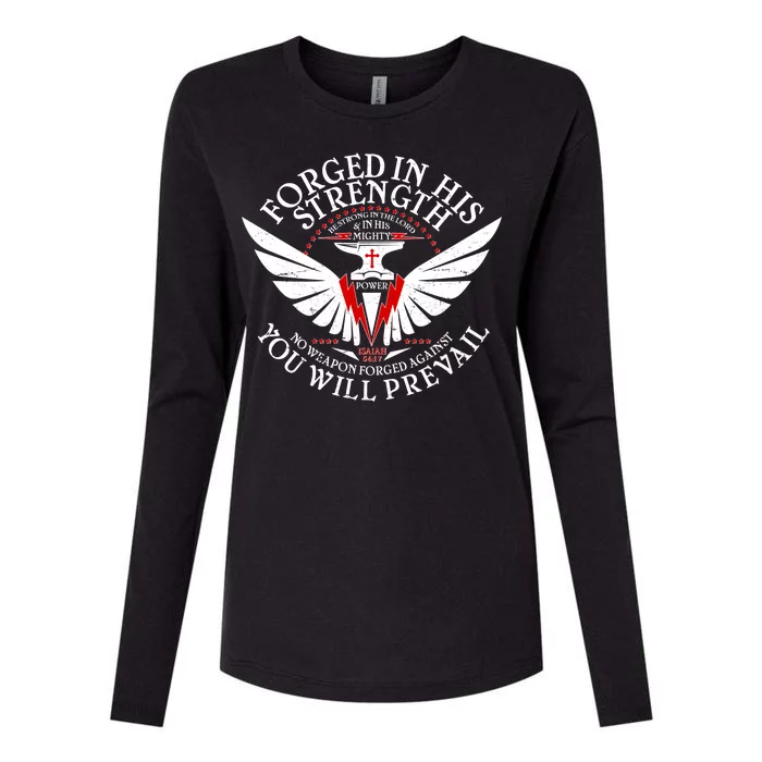 Forged In His Strength Womens Cotton Relaxed Long Sleeve T-Shirt