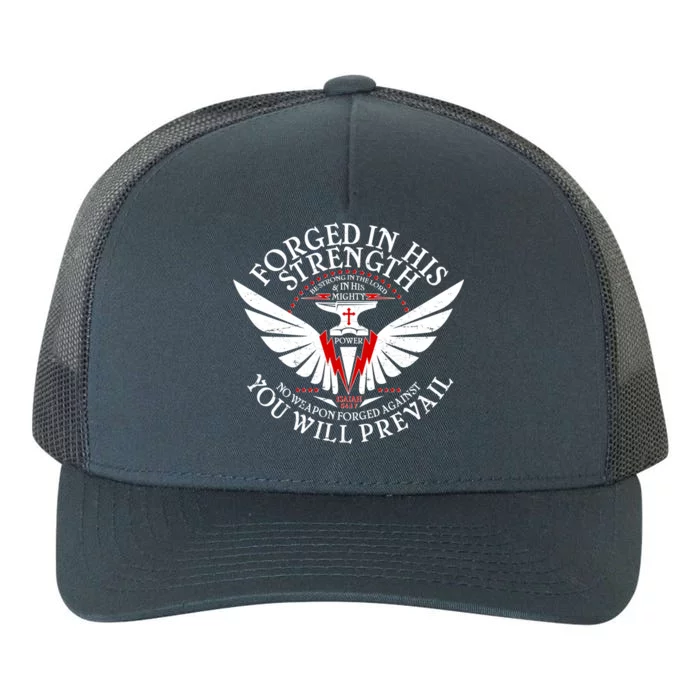 Forged In His Strength Yupoong Adult 5-Panel Trucker Hat