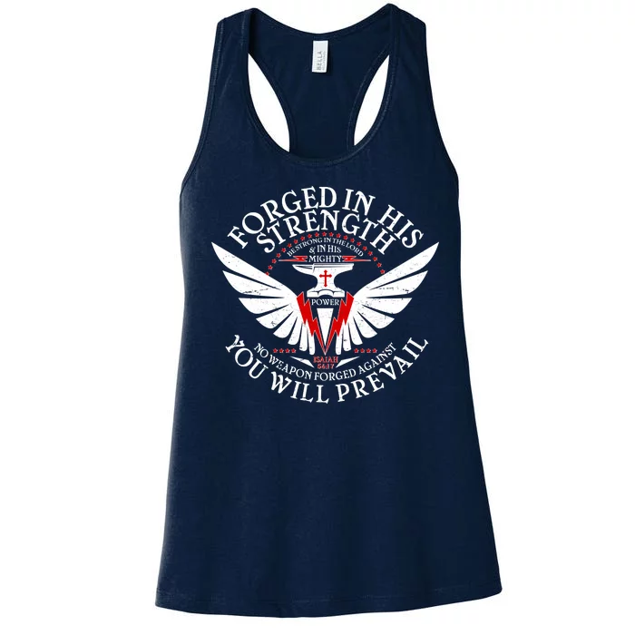 Forged In His Strength Women's Racerback Tank