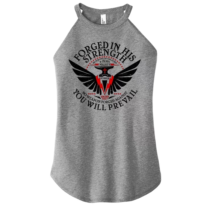 Forged In His Strength Women’s Perfect Tri Rocker Tank