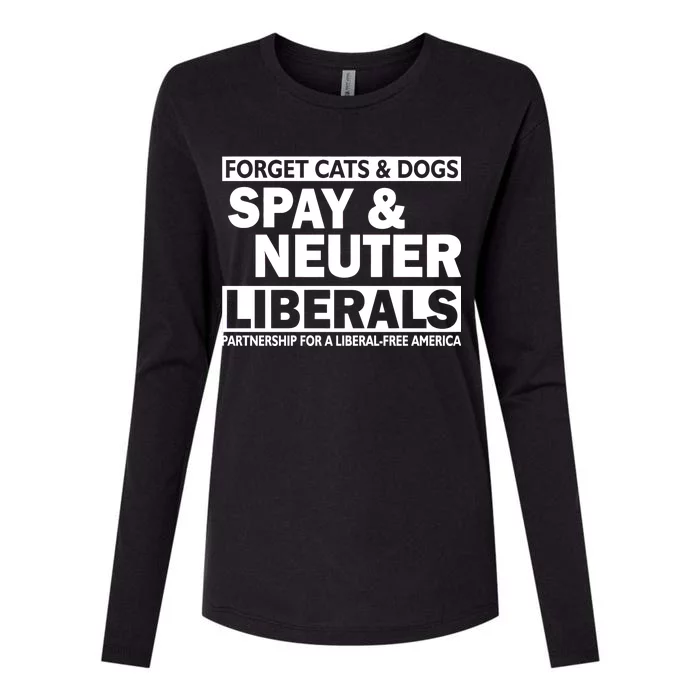 Forget Cats & Dogs Spay Nueter Liberals Womens Cotton Relaxed Long Sleeve T-Shirt