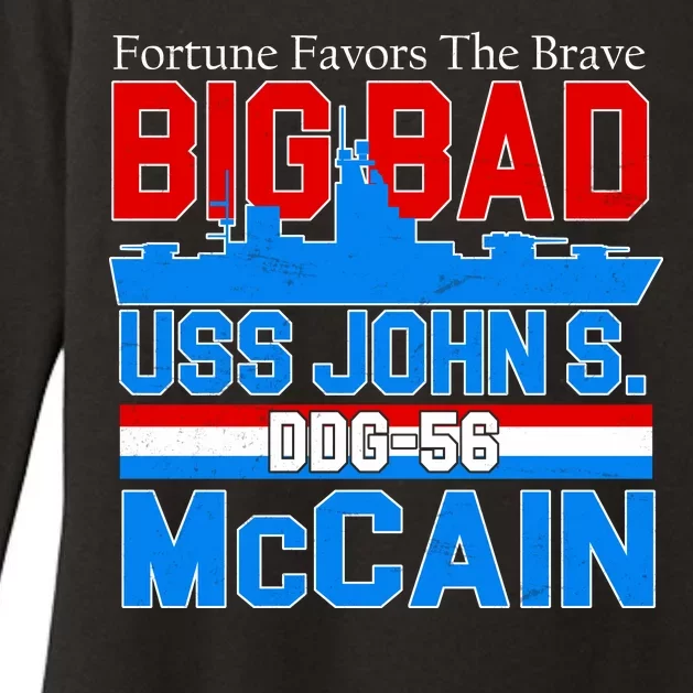 Fortune Favors The Brave DDG-56 USS John S. McCain Womens CVC Long Sleeve Shirt