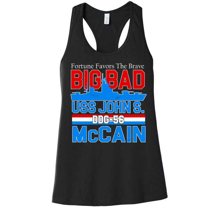 Fortune Favors The Brave DDG-56 USS John S. McCain Women's Racerback Tank