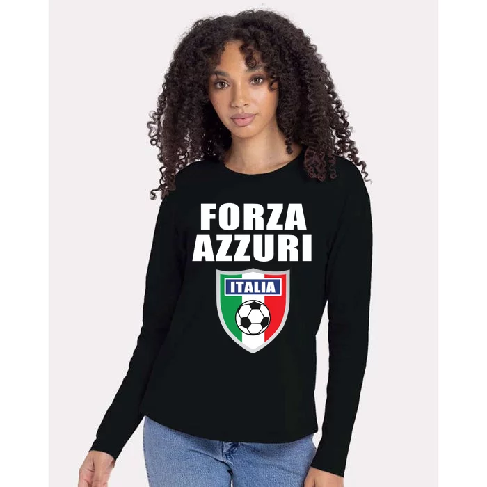 Forza Azzuri Italia Soccer Womens Cotton Relaxed Long Sleeve T-Shirt