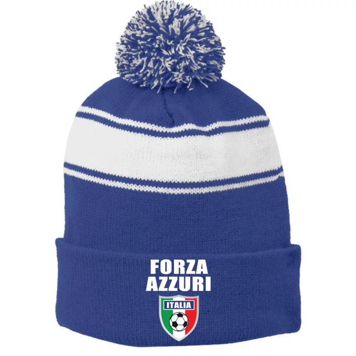 Forza Azzuri Italia Soccer Stripe Pom Pom Beanie