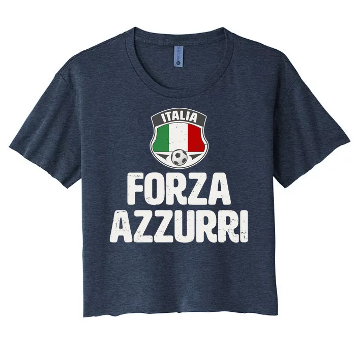 Forza Azzurri Italia Italy Football Soccer Women's Crop Top Tee