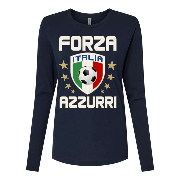 Forza Azzurri Italia Italy Shield Logo Soccer Team Womens Cotton Relaxed Long Sleeve T-Shirt