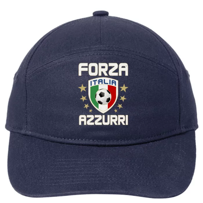 Forza Azzurri Italia Italy Shield Logo Soccer Team 7-Panel Snapback Hat