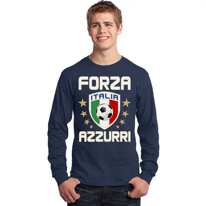 Forza Azzurri Italia Italy Shield Logo Soccer Team Tall Long Sleeve T-Shirt