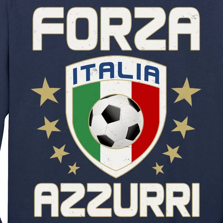 Forza Azzurri Italia Italy Shield Logo Soccer Team Tall Long Sleeve T-Shirt