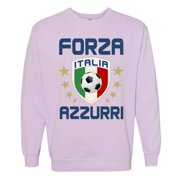 Forza Azzurri Italia Italy Shield Logo Soccer Team Garment-Dyed Sweatshirt