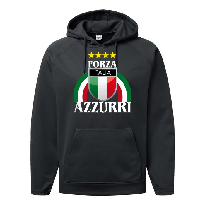 Forza Azzurri Italia Soccer Italian Team Flag 2021 Performance Fleece Hoodie