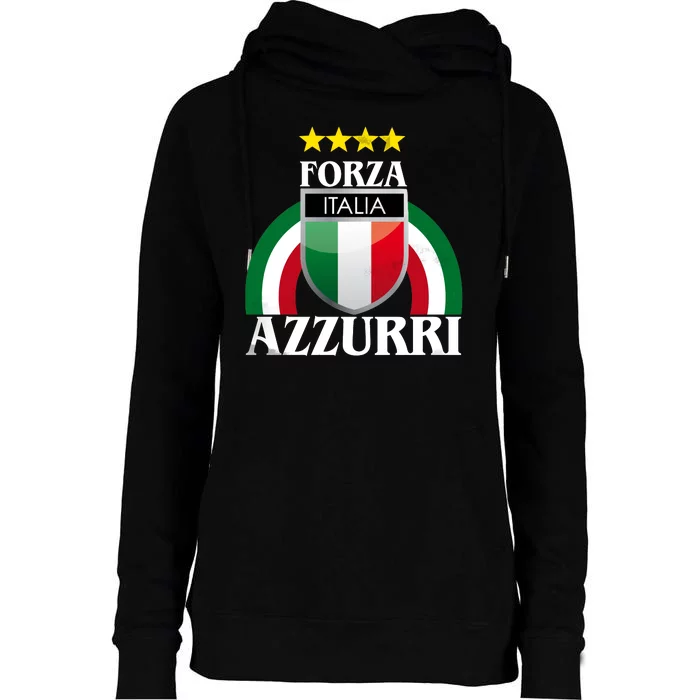 Forza Azzurri Italia Soccer Italian Team Flag 2021 Womens Funnel Neck Pullover Hood