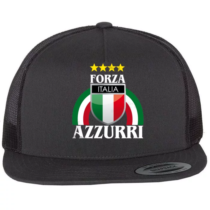 Forza Azzurri Italia Soccer Italian Team Flag 2021 Flat Bill Trucker Hat