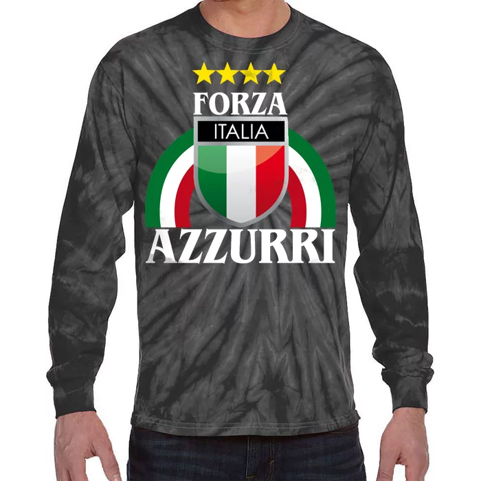 Forza Azzurri Italia Soccer Italian Team Flag 2021 Tie-Dye Long Sleeve Shirt