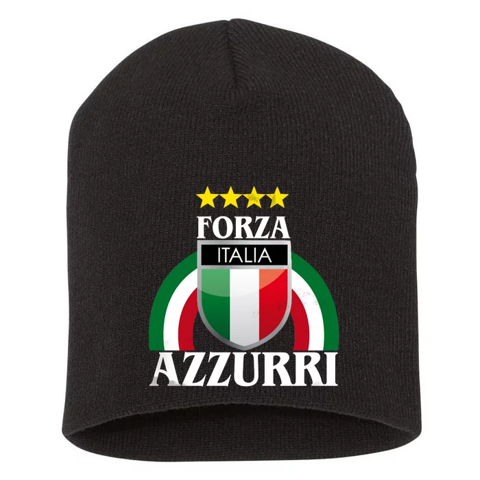 Forza Azzurri Italia Soccer Italian Team Flag 2021 Short Acrylic Beanie