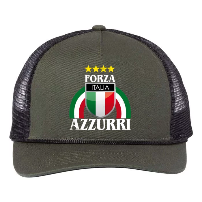 Forza Azzurri Italia Soccer Italian Team Flag 2021 Retro Rope Trucker Hat Cap