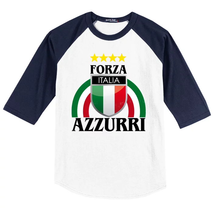 Forza Azzurri Italia Soccer Italian Team Flag 2021 Baseball Sleeve Shirt