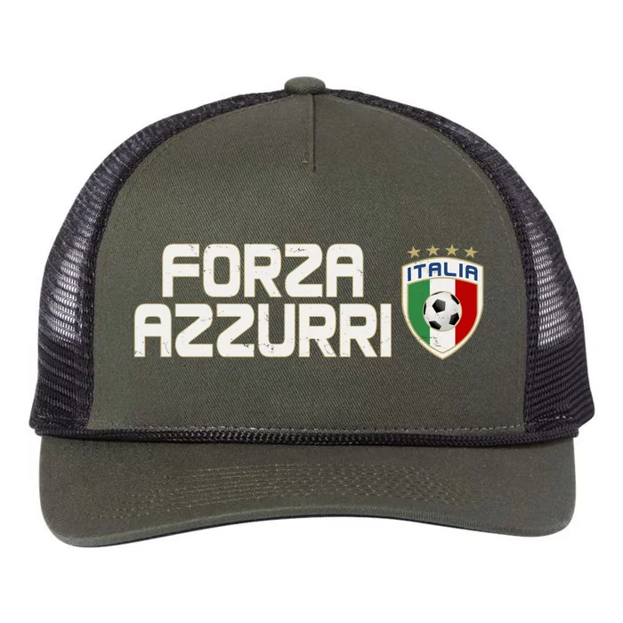 Forza Azzurri Italy Italia Soccer Team Fan Logo Retro Rope Trucker Hat Cap